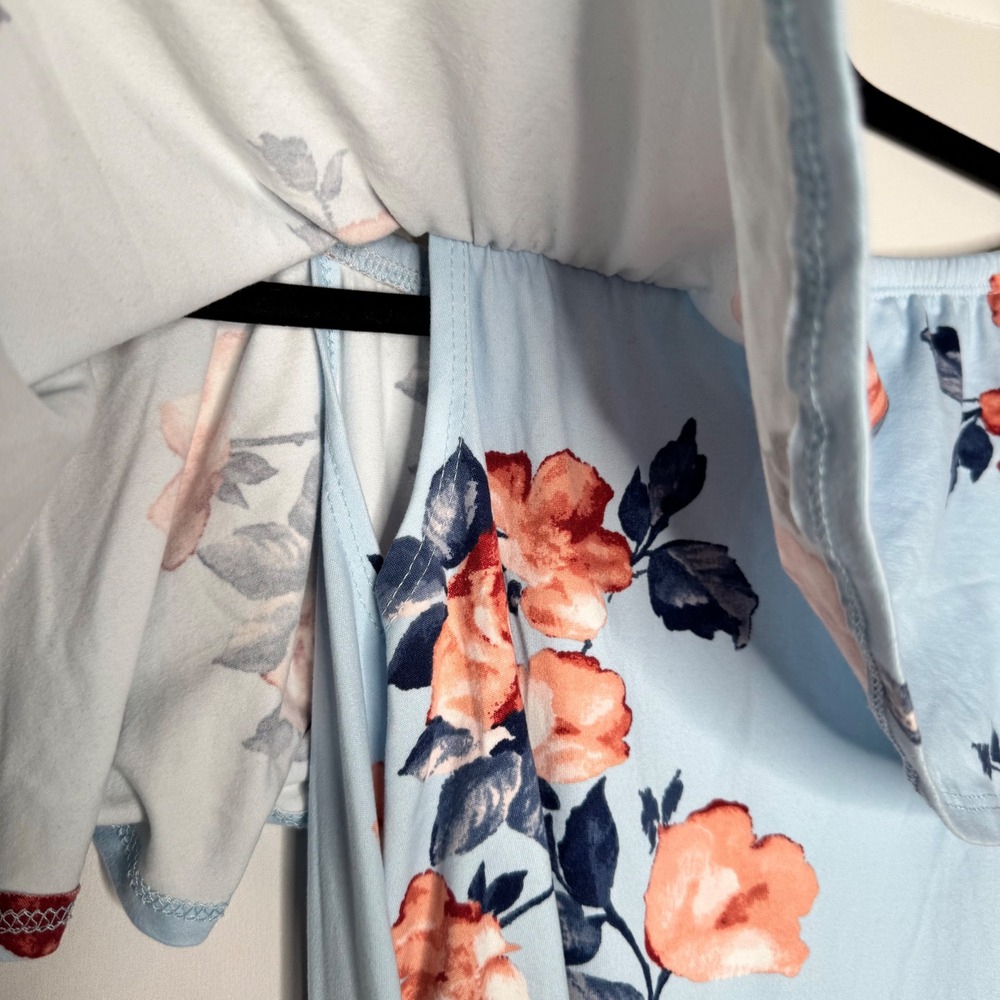 PinkBlush Maternity Dress Sz Small Blue Floral Off Shoulder Ruched - Picture 4 of 9